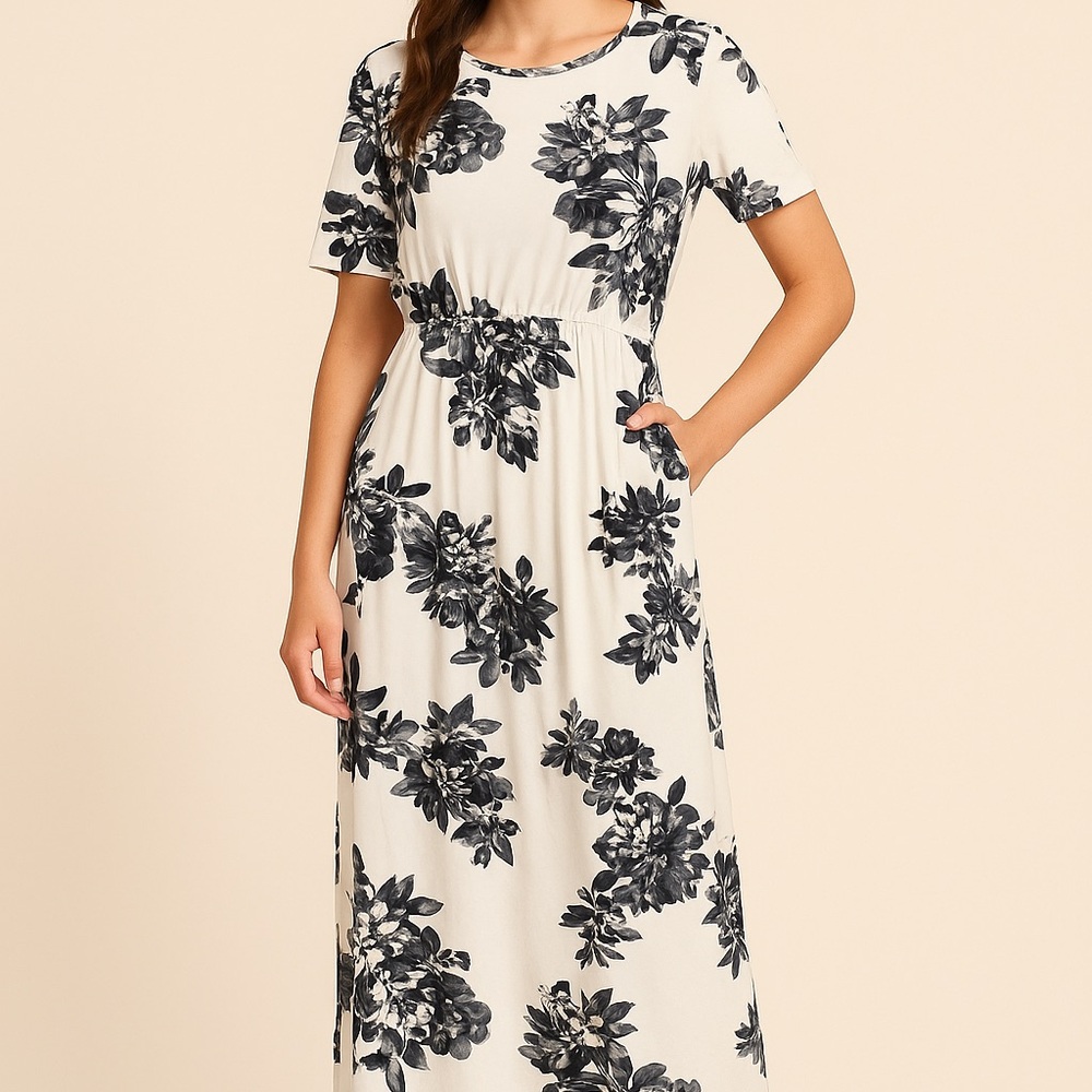 Reb & J Black & White Floral Maxi Dress – Always Modest –